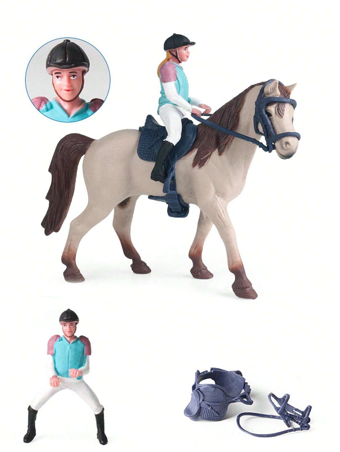 Juguete Caballos Para Niños 3-12 Años Granja De Caballos Juguete - Set De 49 Piezas Con Establo, Vallas, Jinetes Y Animales | Regalo Para Niños 3-12 Años Granja Juguete Con Caballos Y Jinetes