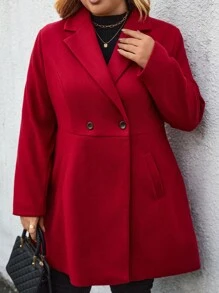 Plus Size Women Christmas Casual Loose Coat, Elegant For Commute, New Year Eve Party Valentine's Day, For Winter