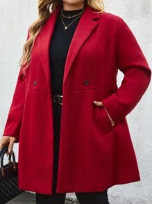 Plus Size Women Christmas Casual Loose Coat, Elegant For Commute, New Year Eve Party Valentine's Day, For Winter