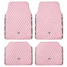 Almohadilla para pies de carro de ajuste universal de PVC y - Diseño de corona en rojo y negro con bordado brillante y detalles de rhinestones artificiales, fácil de limpiar, unisex y duradero - Rosa - Ver 1