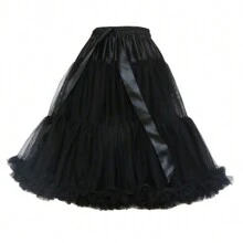 55cm Length White Black Red Petticoat For Cosplay Wedding Prom Tulle Petticoat Crinoline Underskirt Rockabilly Swing Tutu Skirt
