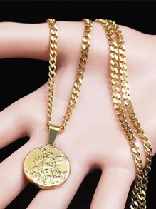 大天使圣米迦勒不锈钢项链 女式/男式 金色/银色 吊坠项链 珠宝 - 項鍊 - 查看 3