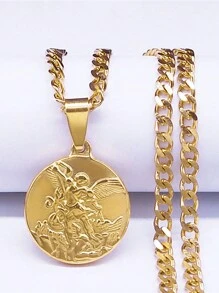 大天使圣米迦勒不锈钢项链 女式/男式 金色/银色 吊坠项链 珠宝 - 項鍊 - 查看 7