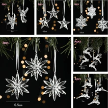 3pcs/6pcs/9pcs/12pcs/16pcs Transparent Icicle Snowflake Hanging Ornaments, For Outdoor Trees, Home, Store, Holiday, Party, Tree Decoration, Back To School Valentine Day