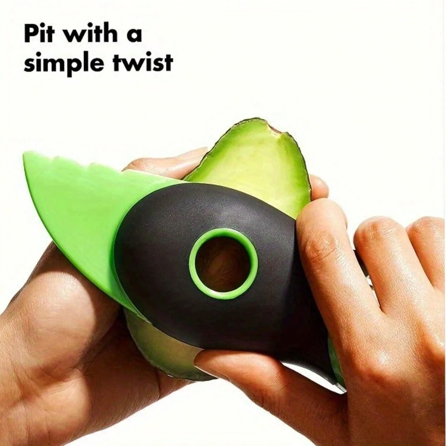 1pc Stainless Steel Avocado Slicer - Avocado Pitter And Cutter, Multifunctional 3-In-1 Avocado Tool With Comfortable Grip - Green - View 1