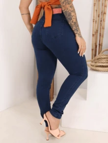 Premium Line Skinny Jeans With Decorative Stitching For Women Charming - Rửa tối - Xem 2
