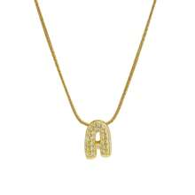 26pcs English Letter Pendant Necklace, Stainless Steel Curb Chain, Fashion Accessory