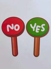 1 件/2 件课堂响应手持桨，双面 PVC 正确和不正确/上/下/开始/停止/是/否答案指示器 - 用于学生参与和反馈的教育教学工具（1 种设计，一面为红色，另一面为绿色）