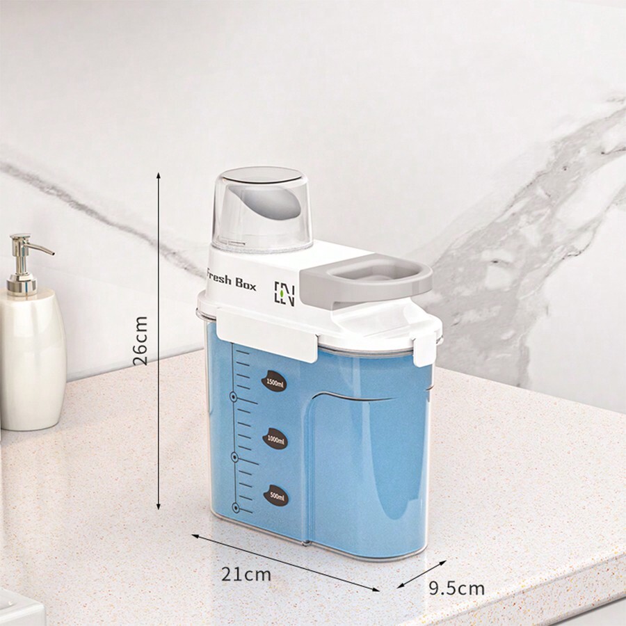 1pc Plastic Detergent Dispenser With Lid, LeakProof Sealed Powder