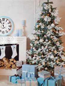 10pcs/5pcs Artificial Pine Branches Fake Green Plants Stems, Plastic Christmas Decor DIY Accessories, Fake Snow Pine Branches, Artificial Christmas Greenery Branches For Wreath Making, Home Kitchen Decor, Valentine's Day Decor, New Year Decor (Details Random, May Shed Powder) - White - View 8