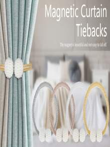 2PCS Powerful Magnetic Curtain Lace-Up Curtain Bracket For Curtain Modern Lace-Up Decoration Curtain Fixed Modern Simple Style Pendant Lace-Up For Easy Decoration Braided Rope - Multicolor - View 1