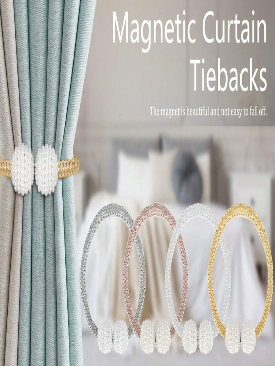 2PCS Powerful Magnetic Curtain Lace-Up Curtain Bracket For Curtain Modern Lace-Up Decoration Curtain Fixed Modern Simple Style Pendant Lace-Up For Easy Decoration Braided Rope - Multicolor - View 1