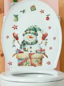 1 miếng dán tường nhà vệ sinh phòng tắm hình người tuyết Giáng sinh & bông tuyết, trang trí nhà tự dính - Người tuyết-A - Xem 3