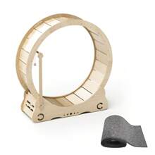 Cat Exercise Wheel - Indoor Cat Treadmill With Carpeted Running Track, Cat Exercise Wheel With Teaser Equipment, Safety Cat Treadmill With Locking Latch, Natural Wood, 39.4 "L X 13.2 "W X 41.3 "H - 自然的 - 查看 11