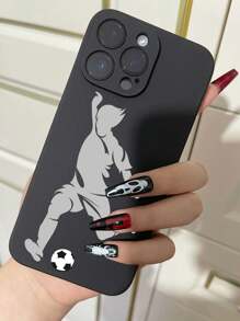 1 个足球运动防护防震防滑黑色手机壳，兼容 iPhone、Honor、Redmi、Galaxy、 - 黑色 - 查看 2