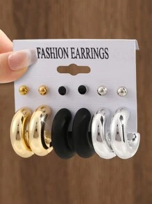 Set de 12 pares de pendientes minimalistas de moda con formas redondas y de lágrima en varios colores, adecuados para uso diario de mujeres o como regalo para días festivos