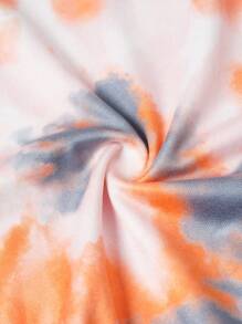 Áo nỉ dài tay nhuộm màu tie-dye dáng rộng cho bé gái tuổi teen, thích hợp mùa thu/đông. - trái cam - Xem 7