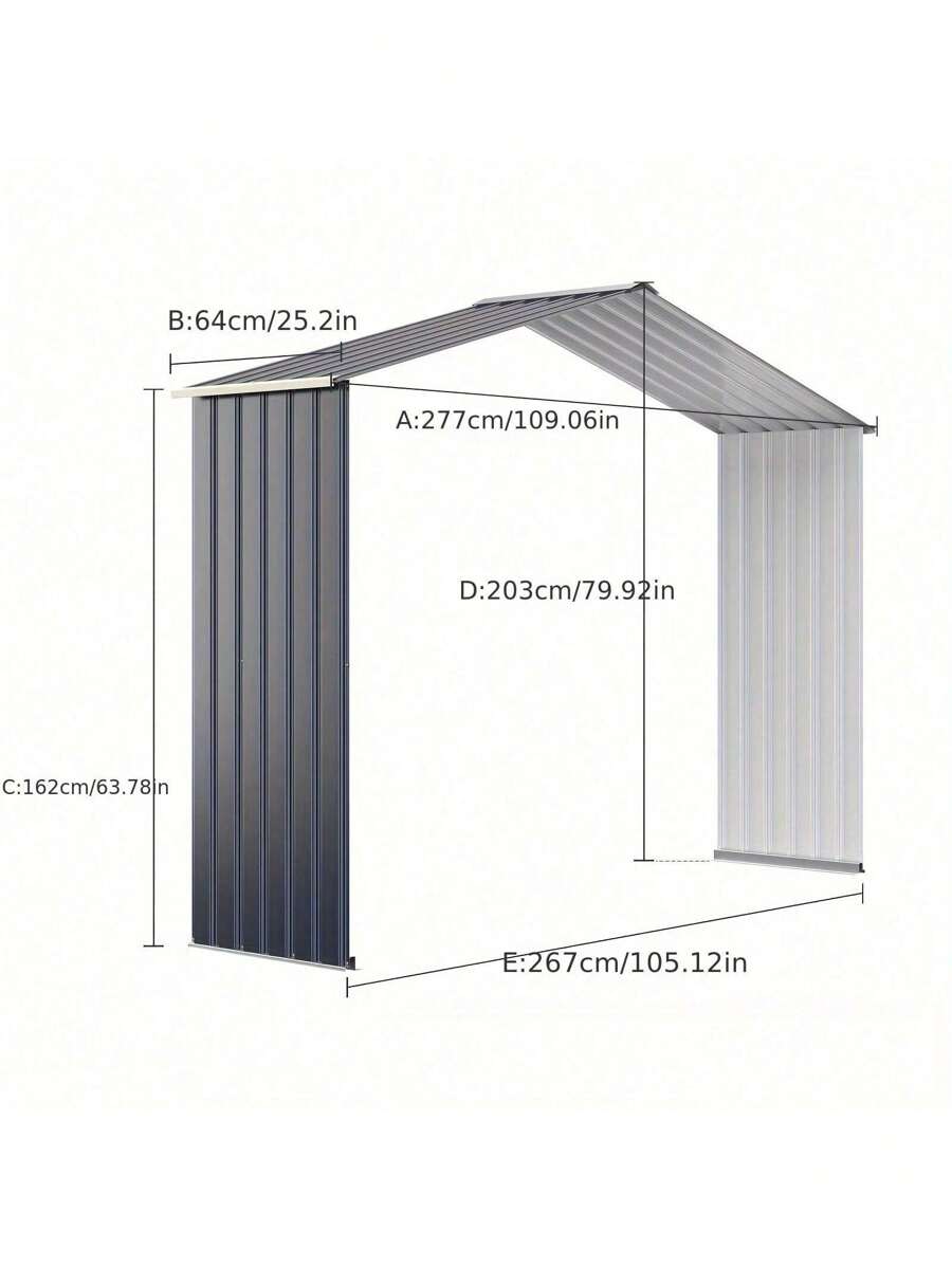 Outdoor Storage Shed Extension Kit For 9.1 Ft Shed Width Grey SHEIN UK