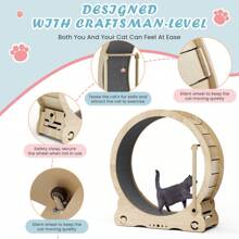 Cat Exercise Wheel - Indoor Cat Treadmill With Carpeted Running Track, Cat Exercise Wheel With Teaser Equipment, Safety Cat Treadmill With Locking Latch, Natural Wood, 39.4 "L X 13.2 "W X 41.3 "H - 自然的 - 查看 1