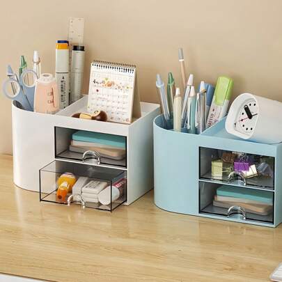 1pc Stationery Organizer Desk Drawer Desktop Storage Pen Holder Workstation Accounting Manual Filing Rack Back To School