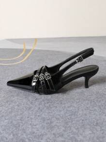 Women's Pointed Toe Wide Closed Toe Low Kitten Heel Mule Slip-On Shoes, Fashion Dress/Formal/Party/Wedding Mid Heel, Burgundy