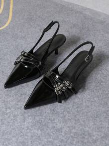Women's Pointed Toe Wide Closed Toe Low Kitten Heel Mule Slip-On Shoes, Fashion Dress/Formal/Party/Wedding Mid Heel, Burgundy