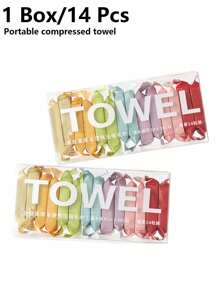 1/2件/套一次性浴巾和毛巾套装，适用于露营、健身房、酒店、旅行必备品、浴室用品 - 彩色 - 查看 8