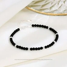 1 Stück S925 Sterling Silber Material elegantes vielseitiges Perlen-Armband mit schwarzem Achat, modisches Accessoire, das sich für Frauen zum Tragen auf Partys eignet