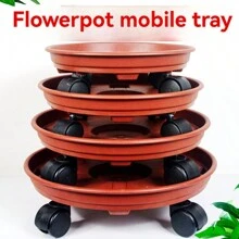 Carrito/soporte de plástico resistente para macetas de plantas con ruedas, soporte grande para macetas de flores de jardín, color rojo