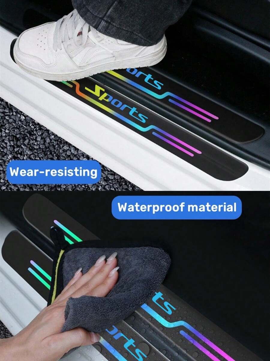 Laser Door Entry Guard Stickers Car Door Sill Protector Colorful Car