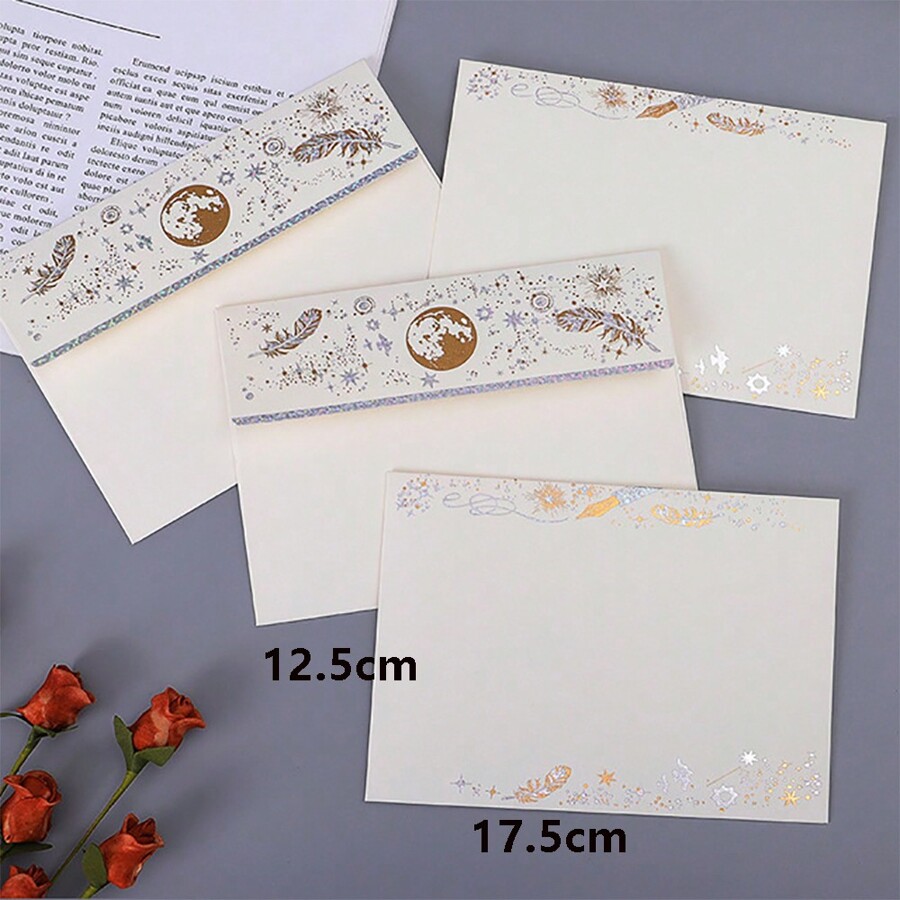 Envelope Letter Retro Golden Foil Western Style Letter Paper & Envelope