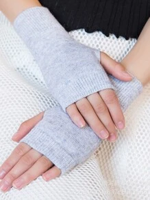 1 双无指手套，适合男士和女士的保暖冬季手套，适合办公室电脑打字、学生写作和智能手机使用 - 彩色 - 查看 2