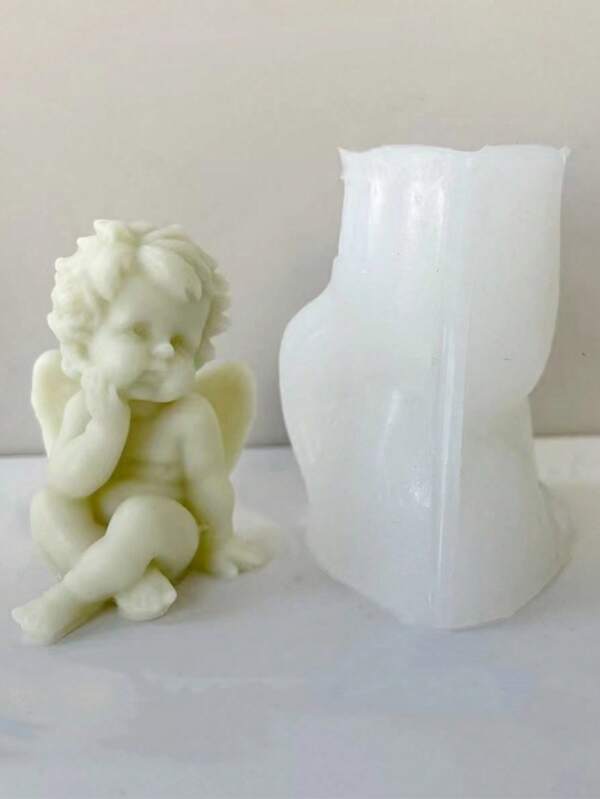 1pc Hand-Rest Angel Silicone Wax Mold For Handmade Scented Candle, Cute Angel Shape Gift & Home Decor Candle DIY Mold