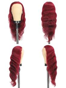 Eulisi Tóc giả ren phía trước màu đỏ tía 99J 24 inch làm từ tóc thật 180% mật độ 13X4 HD làm từ tóc thật cho phụ nữ Tóc giả ren phía trước màu đỏ sóng cơ thể Tóc giả phía trước được nhổ sẵn Tóc giả phía trước bằng tóc thật - Màu Đỏ Sâu - Xem 7