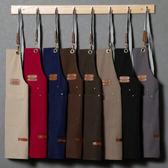 1pc Suitable For Nail Salons, Coffee Shops, Various Restaurants, Bars, Bakeries, And Staff. Work Apron Made Of Durable And Waterproof Canvas, With Pockets And Adjustable Shoulder Straps - Fashionable And Practical, Suitable For Both Men And Women