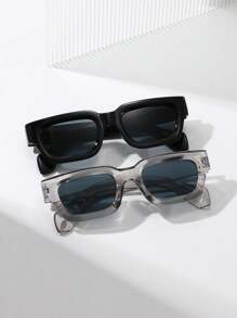 2 chiếc kính mát thời trang Unisex Retro vuông gọng nhỏ chân dày thời trang, thích hợp cho đi biển và tiệc tùng - nhiều màu - Xem 8
