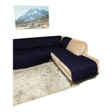 Corner Room Covers L-Type Sofa Protector Double View - Navy Blue - View 3