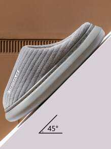 Chaussons pour homme/femme en mousse à mémoire de forme EVA. Chaussures mignones à plateforme pour l'hiver. Intérieur rayé, doux et antidérapant. Chaussons molletonnés pour femme - Gris pâle - Voir 4