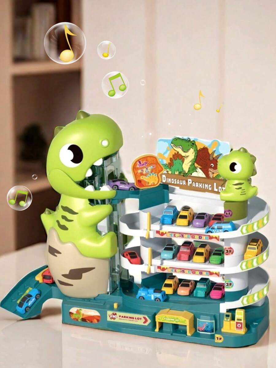 1 套停车场玩具套装，含 6 辆迷你恐龙车、儿童冒险轨道玩具车坡道、儿童益智创造力和专注力开发玩具，配件款式随机选择 - 彩色 - 查看 1