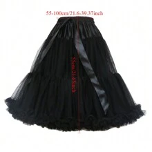 55cm Length White Black Red Petticoat For Cosplay Wedding Prom Tulle Petticoat Crinoline Underskirt Rockabilly Swing Tutu Skirt
