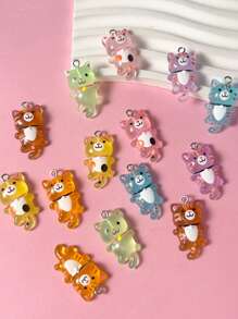 12 件/套可爱夜光猫吊坠，可用作项链或耳环（颜色随机） - 彩色 - 查看 3