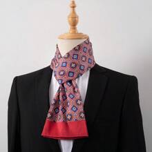 Elegant Men's Fashion Floral Print Scarf, Soft Faux Silk Neckerchief, Perfect Gift For Business/Formal Occasions, Spring/Autumn - Multicolor - View 11