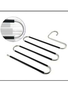 1pc Stainless Steel Multi-Functional S-Type Pants Hanger For Closet Storage, Magic Trousers Rack, Multiple Layers Clothes Hanger Clip Organizer Dress Pants Shoes Jeans Boots Skirt - Multicolor - View 2