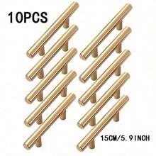 10 PCS Gold Cabinet Drawer Pulls - Kitchen Cabinet Handles, Brushed Nickel Finish, Stainless Steel Drawer Knobs, Suitable For Drawers - Multicolor - View 14