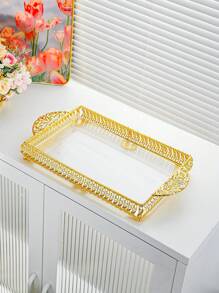 1 khay đựng đồ ăn hình chữ nhật bằng Acrylic sang trọng, màu vàng có tay cầm, chất liệu Acrylic bền, thiết kế họa tiết sóng, lý tưởng cho ngày lễ và mọi mùa, tuyệt vời để đựng bánh, đồ ăn nhẹ, đồ uống - Nhiều màu - Xem 18
