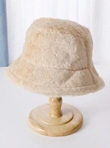 1 Stück vielseitiger und lässiger warmer, flauschiger Fischerhut (es kann leichte Farbunterschiede zwischen dem Schwarz und Rosa geben), Winter und Herbst