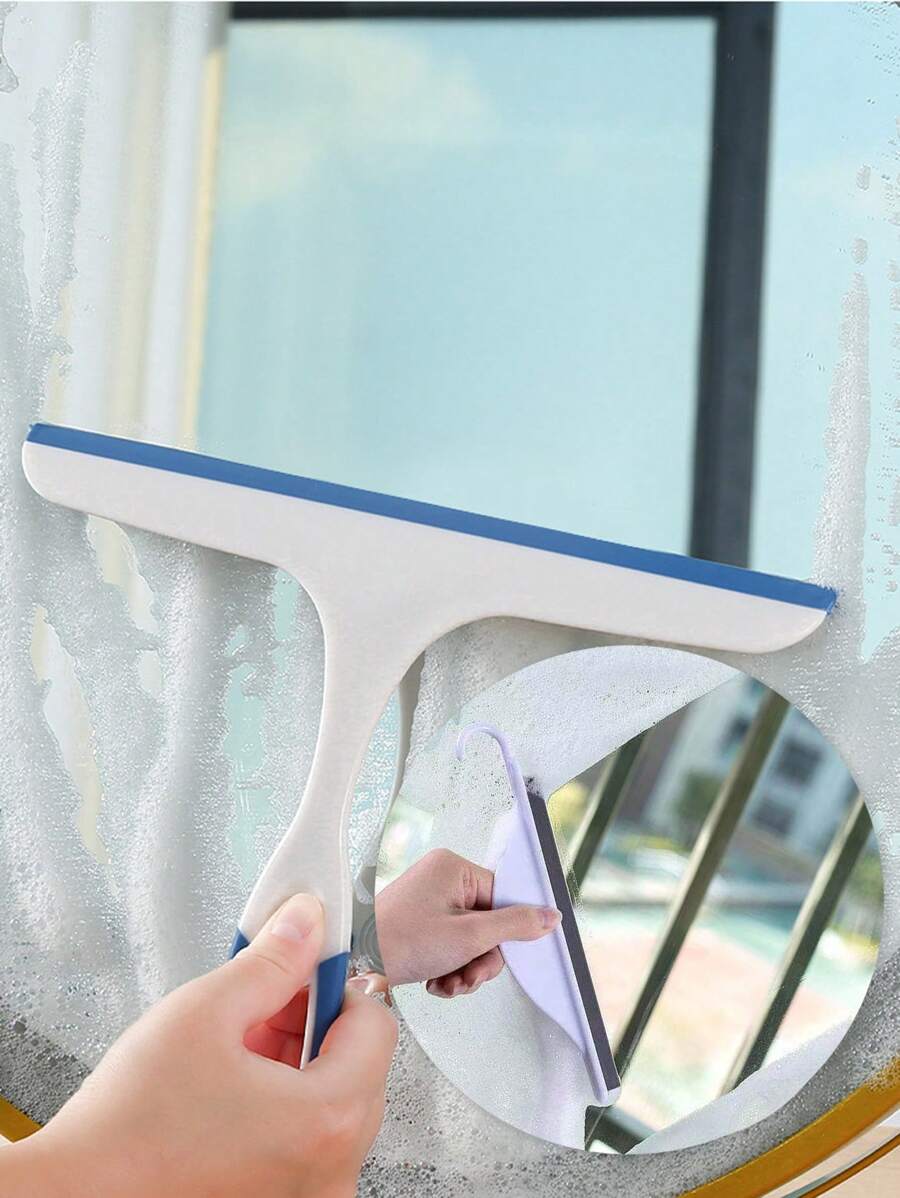 1/2件装软橡胶迷你桌面刮水器玻璃刮水器硅胶玻璃窗户清洁器浴室瓷砖双面刮水器适用于浴室水槽浴室阳台玻璃 - 彩色 - 查看 1