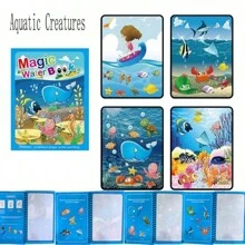 Christmas Decoration 1 Set Magic Water Drawing Book Toys, Multi-Theme, Reusable Water Painting Book, Children's Gift For Office, School, Drawing, Students, Markers, Stationery, Boys, Girls, School Supplies, Children's Writing Tools, Back To School Essentials,Book Gifts,Magic Water Book,Back To School Supplies