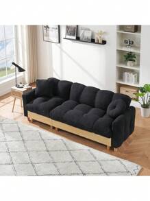 Black  Technology Cloth Three-Seat Sofa Lift Sofa Bed With Locker Sofa Sofa Bed Small Sofa Small Family Sofa Bed,CozyNest9
