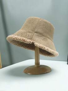 1 Peça Chapéu Balde Feminino Grosso e Reversível, Feito de Veludo Cotelê e Forrado em Fleece Extra Grosso, Elegante e Confortável para Outono/Inverno, Versátil Chapéu Balde Macio e Felpudo para Inverno